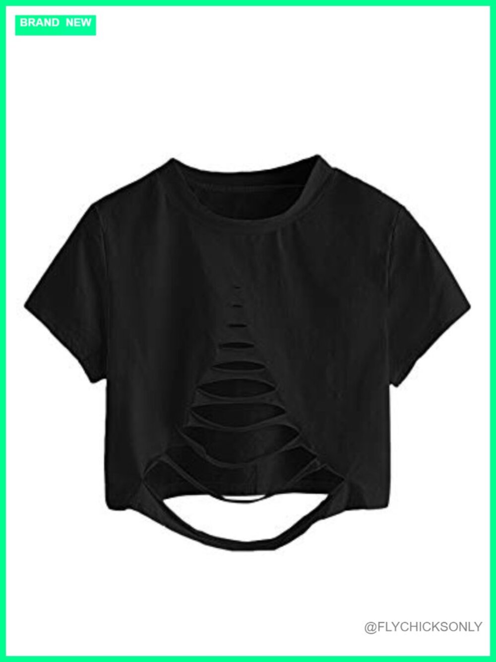 SweatyRocks Distressed Cutout Crop Tee Short Sleeve Casual Top